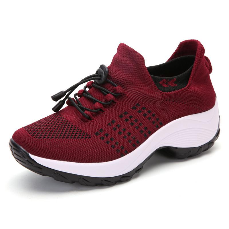 Spring Mesh Casual Shoes Breathable Knitted Socks Sneakers Women Shoes Thick Sole Sports Shoes Comfortable Walking Sneakers
