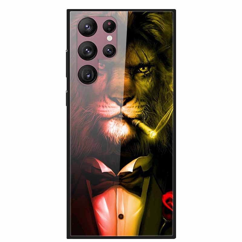 For Samsung Galaxy S22 Ultra 5G Phone Case Tempered Glass Back Cover Hard Case For Samsung  S22 Plus S 22 Capa Shell Funda Coque