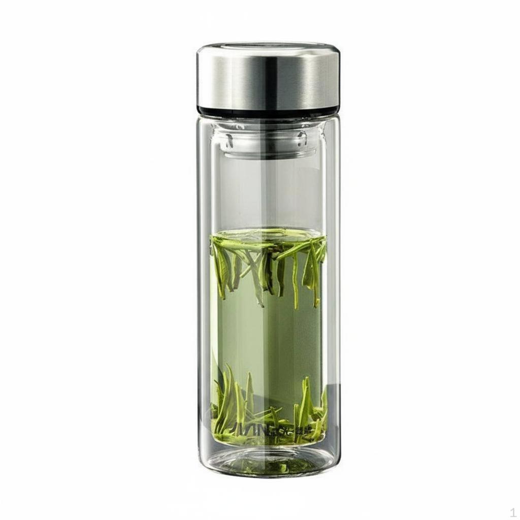 Double Wall Glass Tea Bottle Heat Resistant Infuser Large Capacity for Business