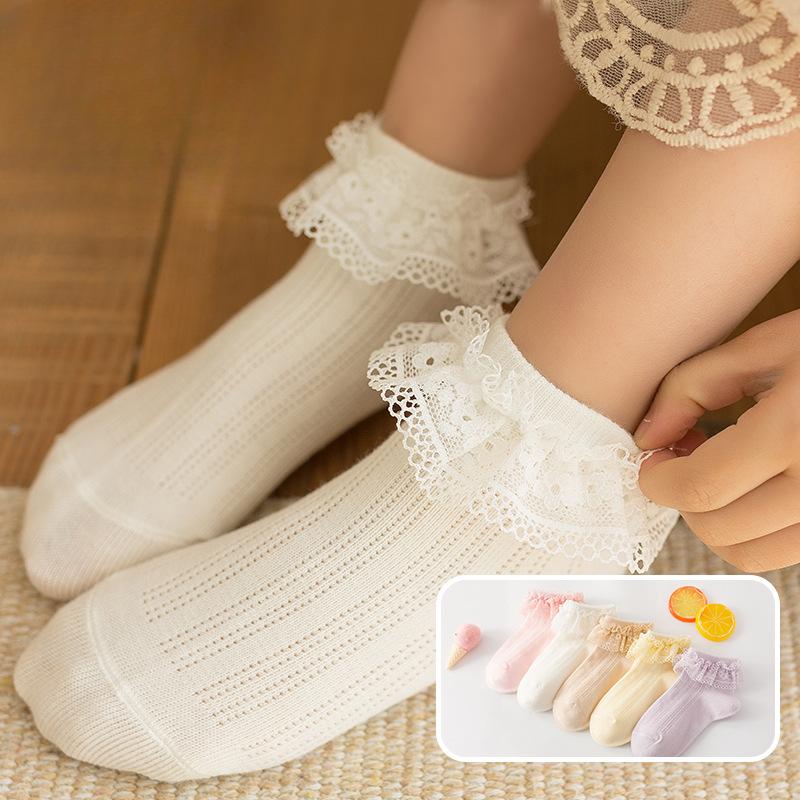 New Children's Lace Socks Spring Summer Baby Mesh Sock Girls' Lace Dance Sock Korean Edition Trendy Girls' Sock Toddler Socks