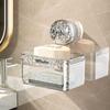 1 Suction Cup Soap Box Non Perforated Wall Mounted Bathroom Shelf Double-layer Drainage Soap Box