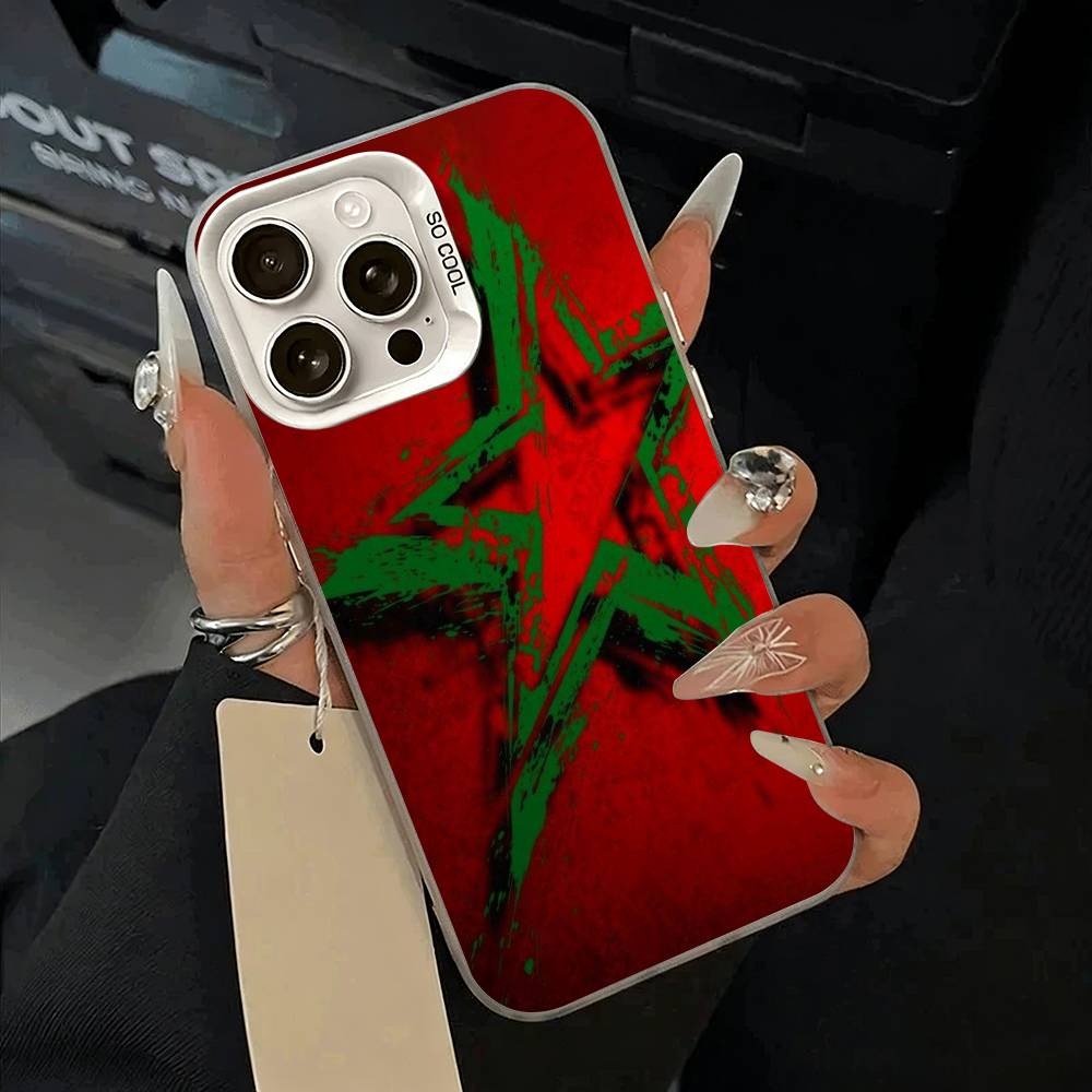 Morocco Flag Phone Case For iPhone 17,16,15,14,13,12,11 Plus,Pro Max,XS,white silver phone case