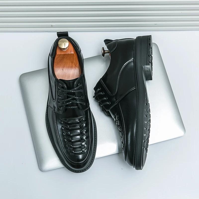 Fashion High End Brand Men's Thick Soled Oxford Shoes Hollow Breathable Loafers Versatile for Men's Business Leisure Shoes Free Delivery