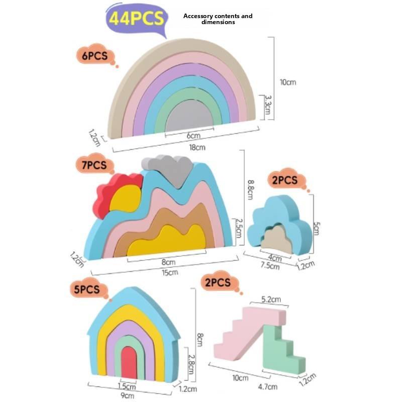 Wooden Creative Rainbow Building Blocks For Early Learning And Kids Educational Toys