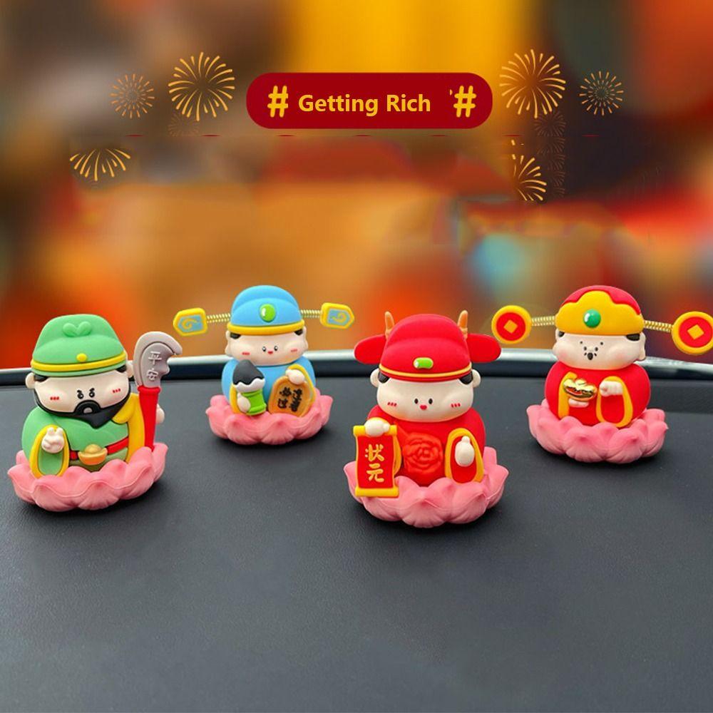 Chinese Mythological Lotus  God of Wealth Decoration Getting Rich Resin Figure  Office
