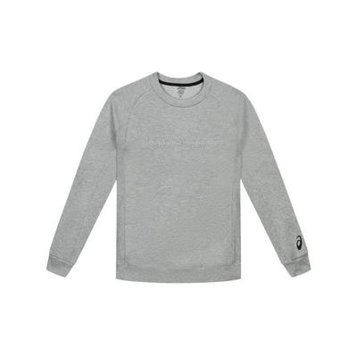 Felpa Casual Sportiva a Manica Lunga Calda con Girocollo e Logo a Lettere da Uomo Grigio Chiaro 2031D735-020