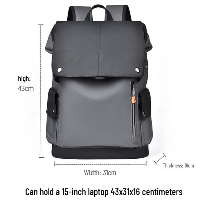 Men's Large Capacity PU Leather Travel Backpack with Functional Workwear Design