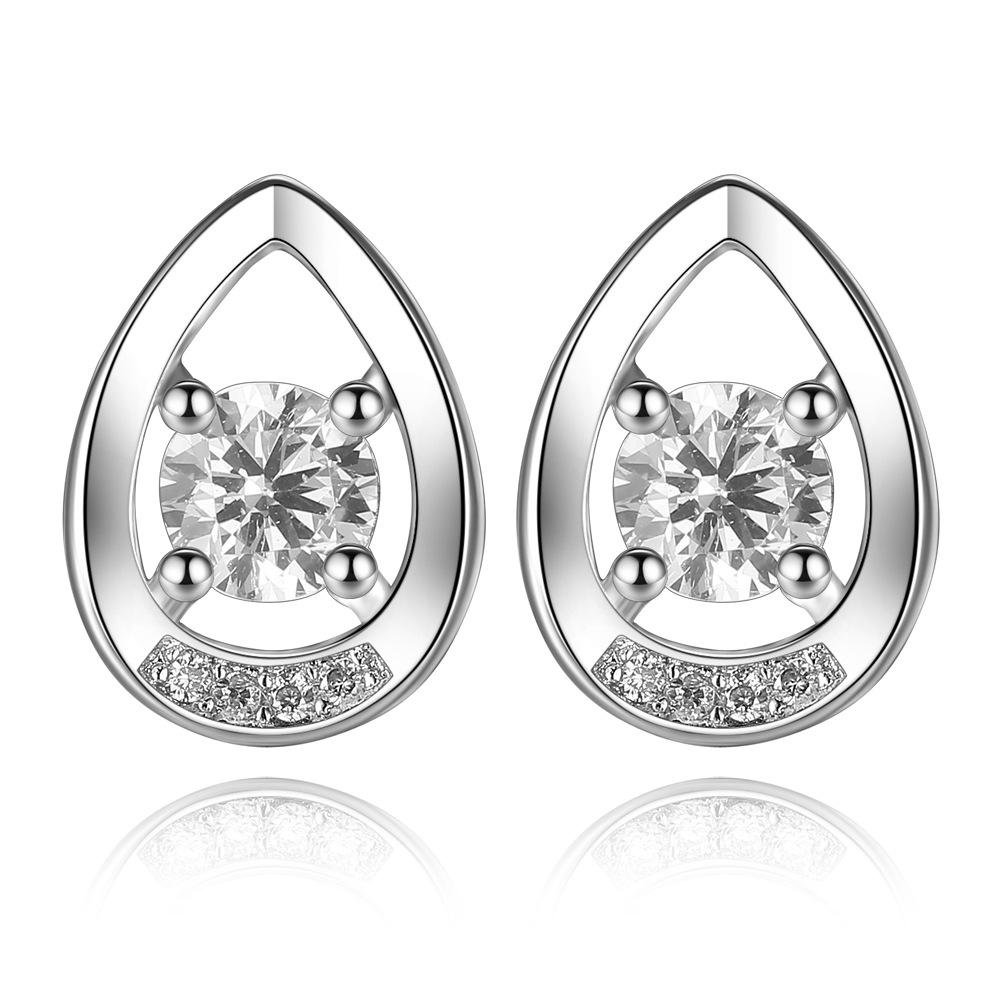 Minimalist Zircon Water Drop Stud Earrings - Silver-Plated Women's Jewelry
