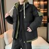 New Autumn and Winter Cotton-padded Clothes Men's Hooded Tooling Casual Cotton-padded Clothes Fake Two Handsome Solid-color Cotton-padded