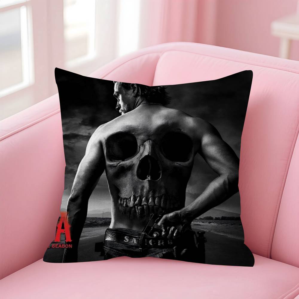 Classic Crime S-Sons Of A-Anarchy Double-Sided Printed Pillow Cover Short Plush Suitable Living Rooms Sofas Throw Cushion Cover