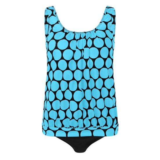 2 Adet/Set Kadın Tankini Set U Yaka Kolsuz Puantiyeli Üstler Yan Büzgülü Yüzme Şortu Seti Hızlı Kuruyan Mayo