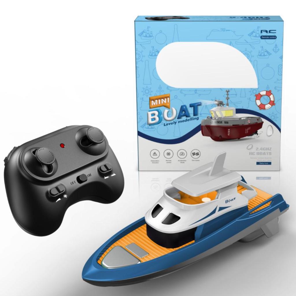 1:32 Mini High-Speed Rechargeable RC Remote Control Boat - Water-Ready Tugboat Toy Model