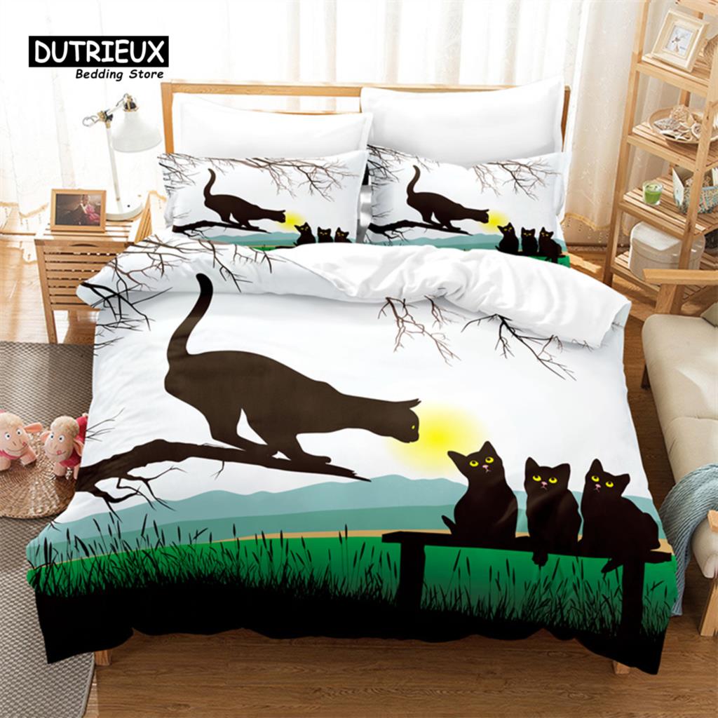 

Art Cartoon Animals Bedding Set, 3Pcs Duvet Cover Set, Soft Comfortable Breathable Duvet Cover, For Bedroom Guest Room Decor EU single(135x200cm)