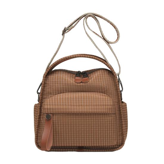 Women Plaid Sling Bag Shoulder Bag Crossbody Purse with Geometric Adjustable Strap Handbag with Top Handle for Travel Street Commuting