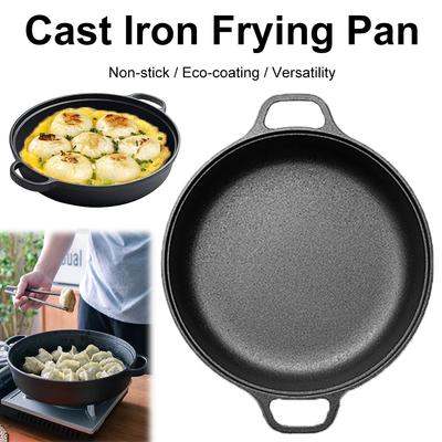8.7/9.8/11/11.8inch Gusseisen Bratpfanne mit Doppelgriffen Backblech Vorgebrannt zum Brotbacken Kochen im Freien Camping