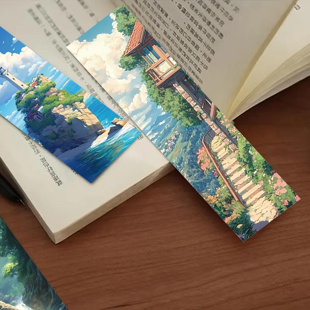 32 pcs, Anime Landscape Bookmarks, Blue Sky, Landscape, For Teachers, Readers and Lovers, Bookmarks, Gifts, Party, Birthday
