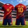 2 Piece Outfits Children‘s Tracksuit Yamal #10 Print T-shirt+Shorts Sets Football Spain Fans Suit Sports Kids/Adult Clothes