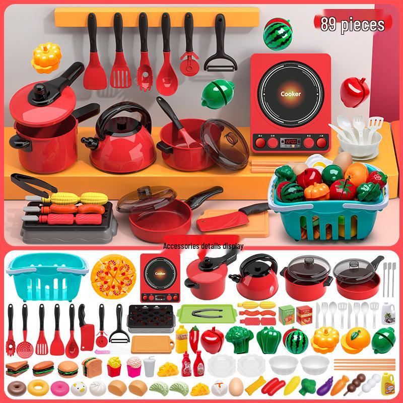 Mini Kitchen Pretend Play Cooking Set for Kids: Fruit Cutting & Kitchenware Toys