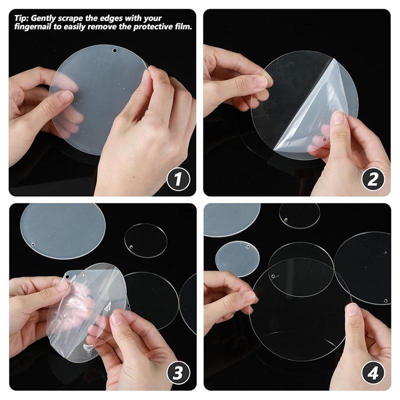 A84E-For DIY Crafts, Sublimation, And Keychain Projects 18Pcs Versatile Acrylic Ornament Blanks(5Cm/7.5Cm/10Cm)