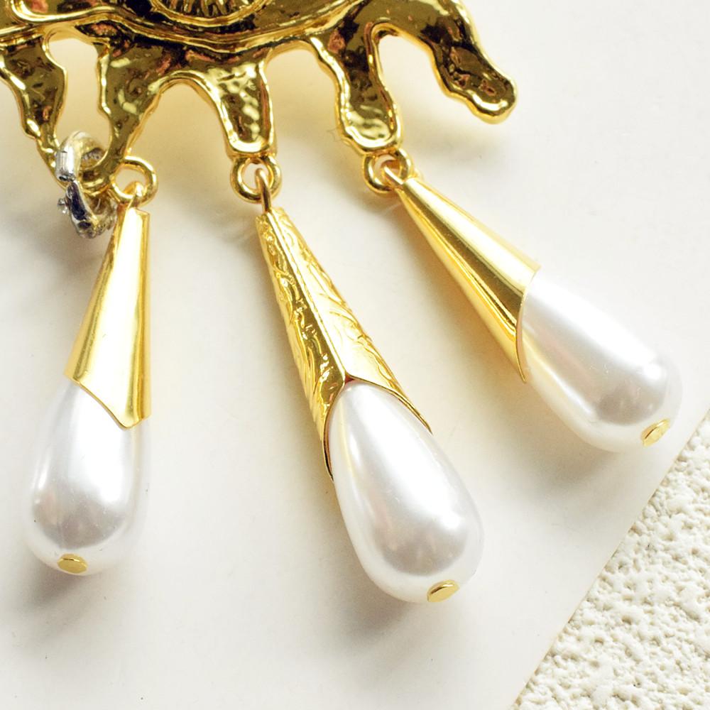 Vintage Metal Alloy Gold-Plated Eyes With Teardrop Dangle Earrings For Women Jewelry Fashion Show Statement Earrings Accessories