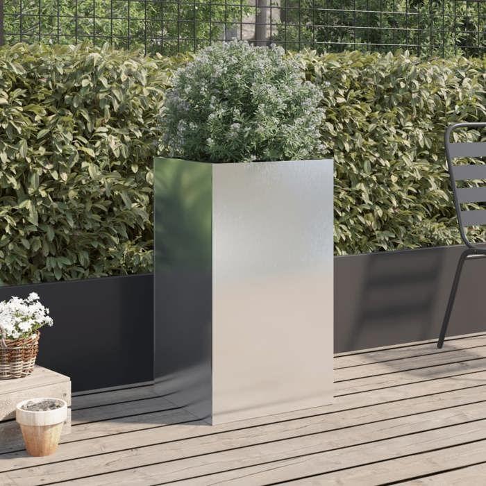 VidaXL Jardinière, Lit Surélevé, Bac à Fleurs, Pot de Plantes, Boîte à Fleurs Jardin Patio Terrasse, Argenté 42x38x75 cm 841581