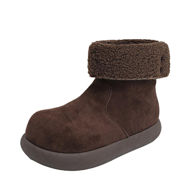Damen Flip-Fold Zwei Tragevarianten Weiche Elastische Dicke Sohle Winterfell Eine Warme Kalt Gepolsterte Schneestiefel Rutschfest Verschleiß Lässig Sportlich Kurz Baumwollstiefel