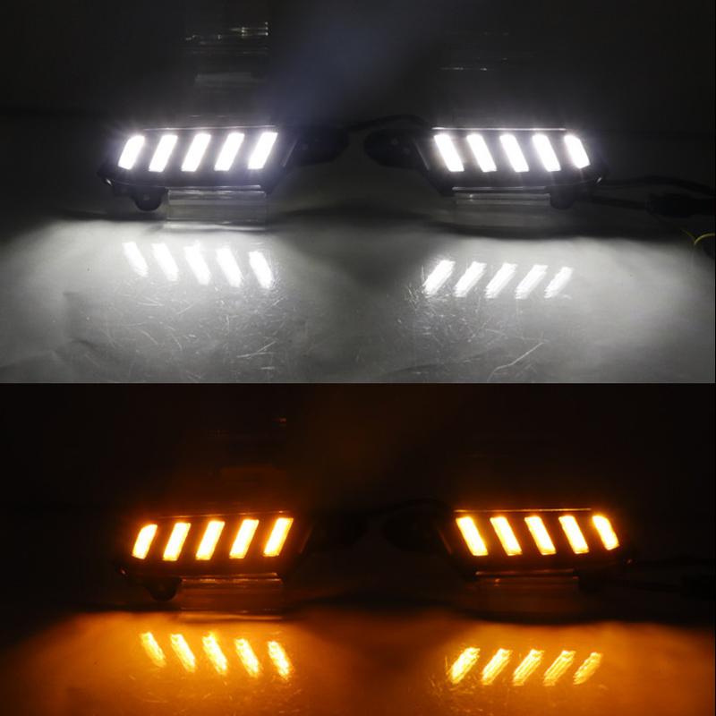 2PCS Front Bumper LED DRL Daytime Running Light Lamp Daylight Turn Signal Headlight For Toyota Tacoma 2016 2017 2018- 12V
