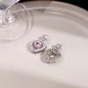 Silver Needle Love Pink Hao Stone and Pearl Earrings - Sweet, Cool, Hot Girl Style, Light Luxury High-End Jewelry.