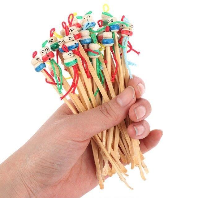 

Mini cure oreille en bois bambou, dessin animé, mignon, Mini poupée, cure oreille en bambou, dissolvant de cire, nettoya*YK0942