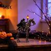 Festlig Pejs Display Oplyst Hodeløs Rytter Resin Figur, Gotisk Halloween Statue med LED Varm Glød, Hætteklædt Krybende Natlys Ornament Rytter