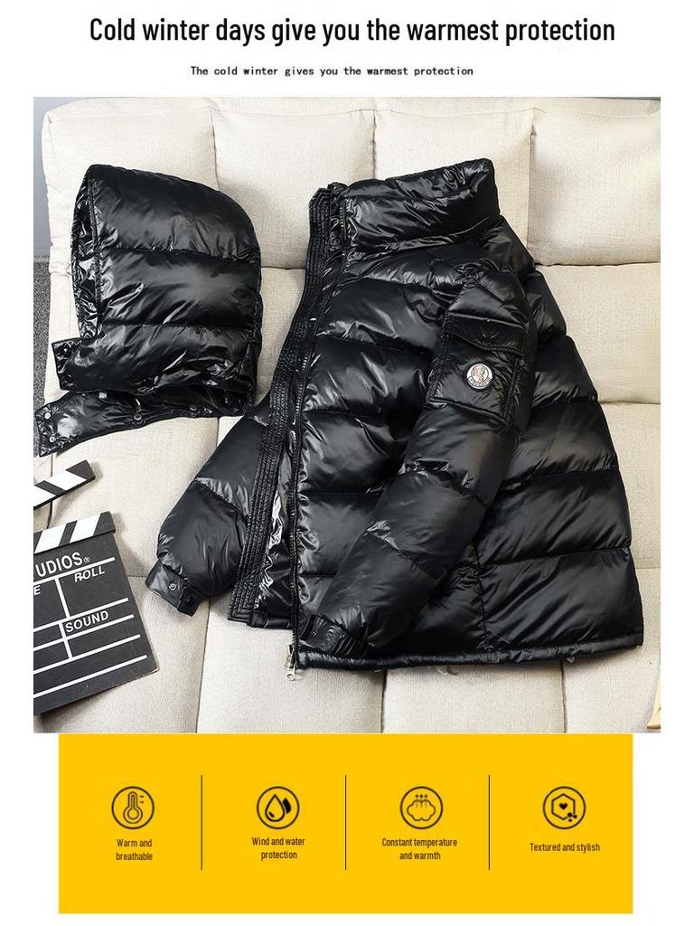 Unisex Winter Helle Daunenjacke: Super dick, kurz, warme weiße Entendaune