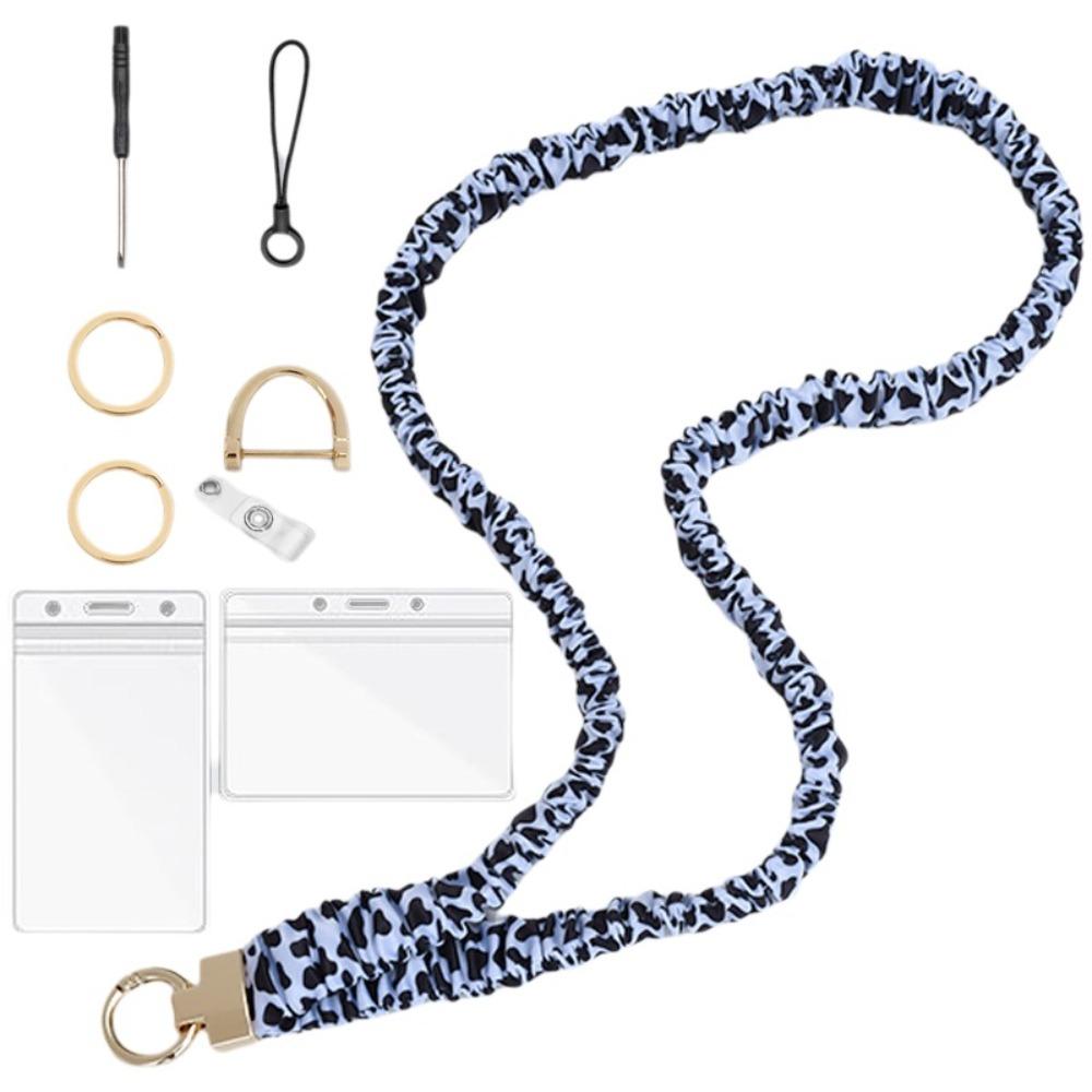 

Stretchy Scrunchie Style Retractable Lanyard Set Luxury Female Keychain Professional Teacher Cow Color Set 1