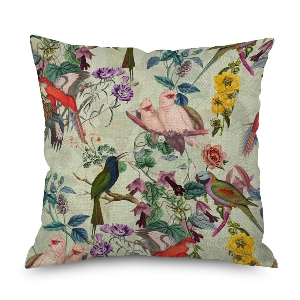 Vintage Floral Leinen Kissenbezug Schwarze Nacht Rose Kissenbezüge Dekorativ Interieur für Heimdeko Kissenhülle für Schlafzimmer 45x45