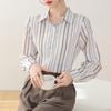 Women Blouses Shirts Long Sleeve Women Blouse Shirt Office Lady Turn Down Collar Striped Chiffon Blouse Shirt Women Tops J911
