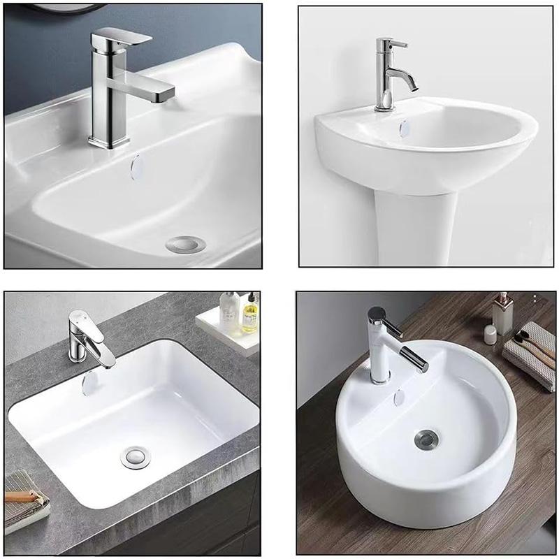 4Pcs Plastic Sink Hole Overflow Cover Sink Overflow Ring Set Round Overflow Hole Cover Basin Trim Drain Cap Cover For Kitchen