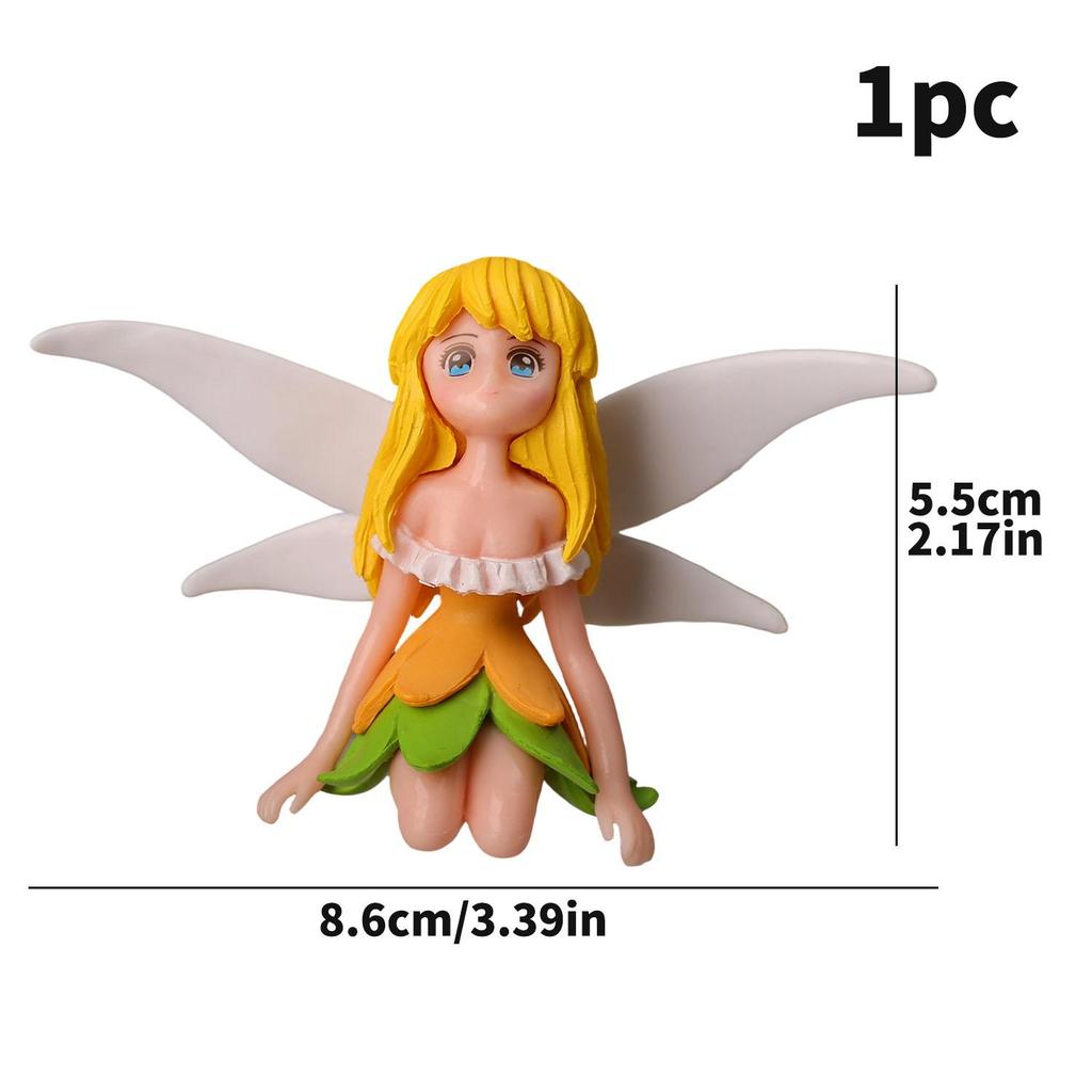 8/1Pcs Miniature Fairy Figurines Hand-Painted Small Flower Fairies with Wings Garden Micro Landscape Potted Cake Topper Decor