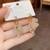 Luxury Micro-Paved Full Diamond Leaf Tassel Ear Cuffs - Exquisite, Shiny, High-End Fashion Earrings
