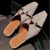 Baotou Cool Slippers Spring And Summer Triangular Buckle Hollow Thick Heel Wrinkled M Ü Ller Shoes For Women