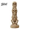 Vintage Skull Figure 3D Printed Stacking Figurine Gothic No Speak Hear See Figurine Statue Halloween Party Horror Decoration for Home Office