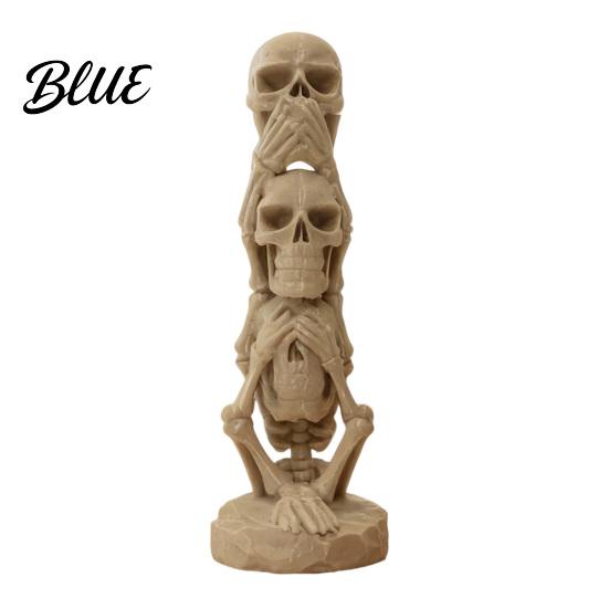 Vintage Skull Figure 3D Printed Stacking Figurine Gothic No Speak Hear See Figurine Statue Halloween Party Horror Decoration for Home Office