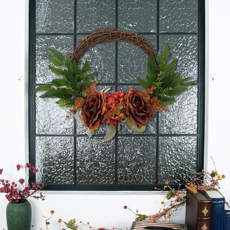 Artificial Flower Wreath for Front Door Farmhouses Garden Wedding Indoor and Outdoor Decorations, Spring Wreath