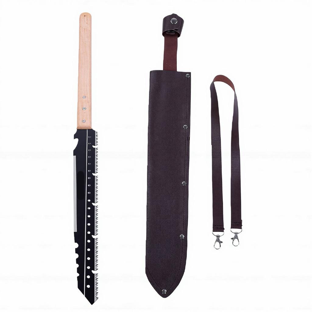 Hand Long Saw with Leather Sheath 77CM Multifunction Wooden Handle Pruning Saw for Camping Gardening Outdoor Work