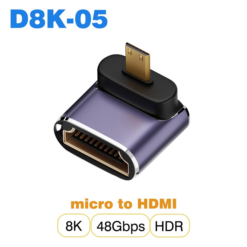 UGOURD HDMI2.1 Cable Adapter mini micro hdmi to HDMI 2.1 Converter 48Gpbs 8K60HZ 4K120HZ for HDTV Projector PS4 PS5 Laptop PC 4