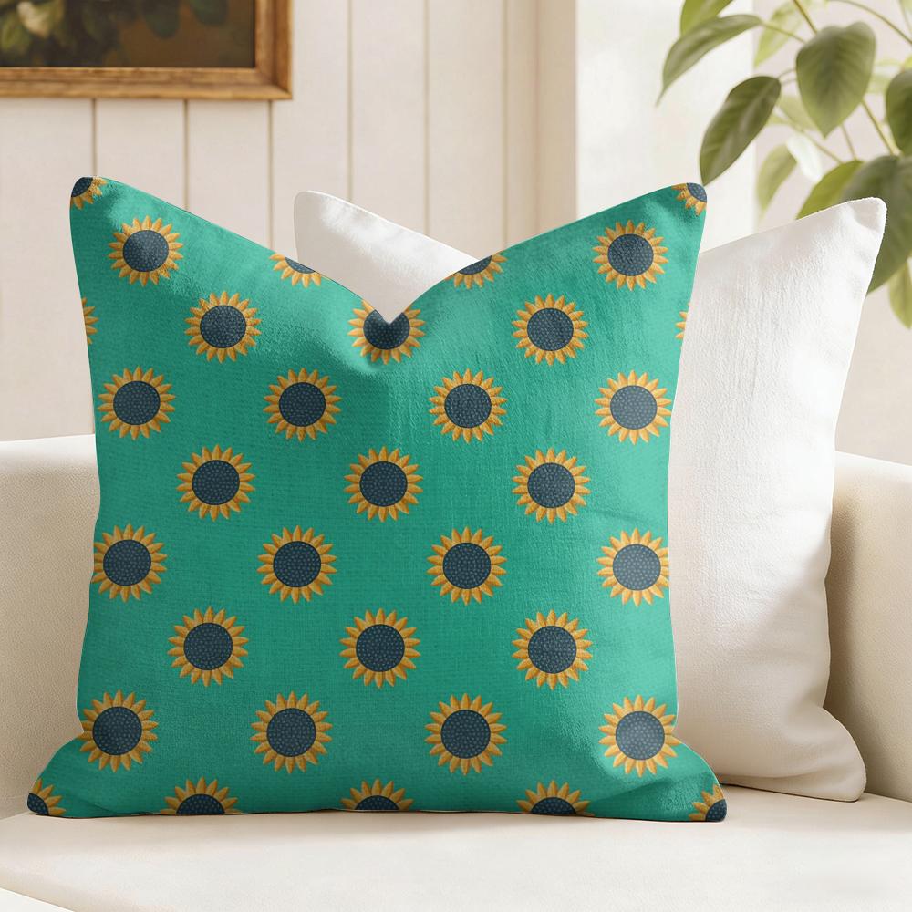 Sunflower Pattern Cushion Cover Natural Linen Pillow Cover DoubleSided Print Cushion Cover for Sofa Home Decor