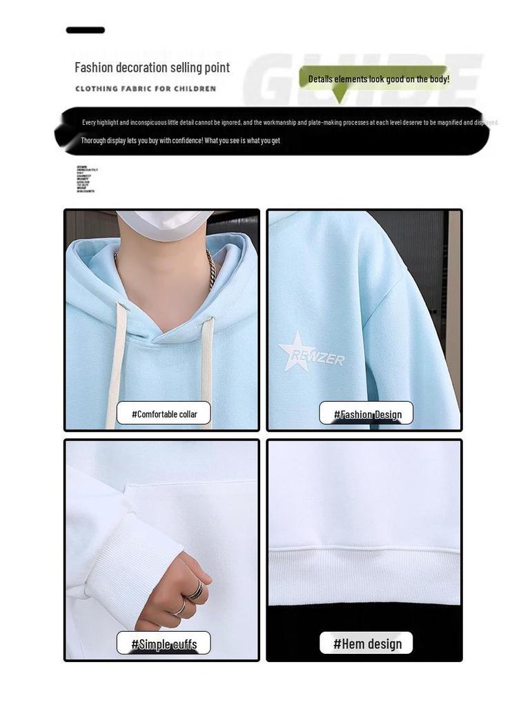 Men's Fleece-Lined Gradient Crew Neck Long-Sleeve T-Shirt: Loose, Casual, Trendy Style for Teenagers—Perfect for Autumn and Winter.