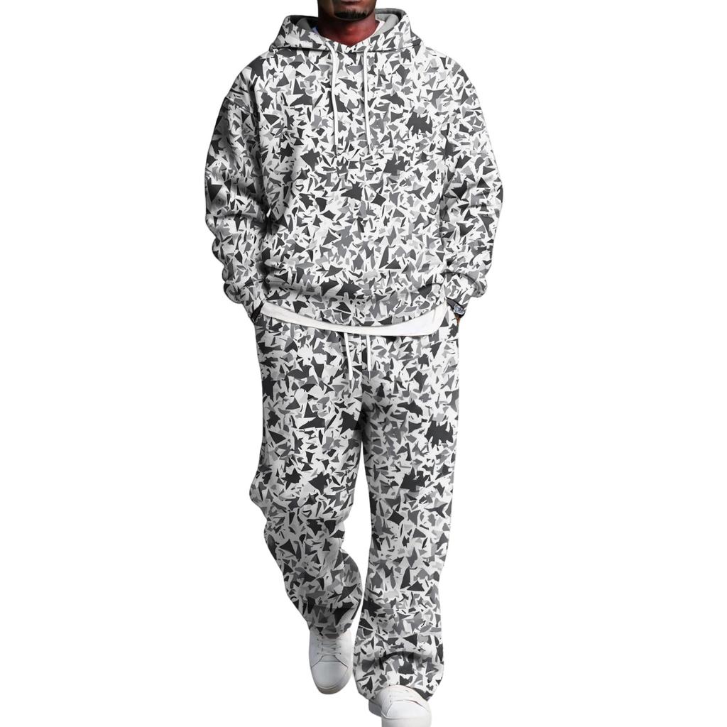 Pánská vrstvená mikina s kapucí a nákladové kalhoty Set s elastickým pasem Ležérní outfit