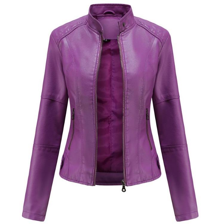 New Fashion Oversized Cropped Racer Biker Jacket Women PU Faux Leather Motorcycle Bomber Coat Slim Zip Up Casual Outerwear Plus Size S To 4XL S