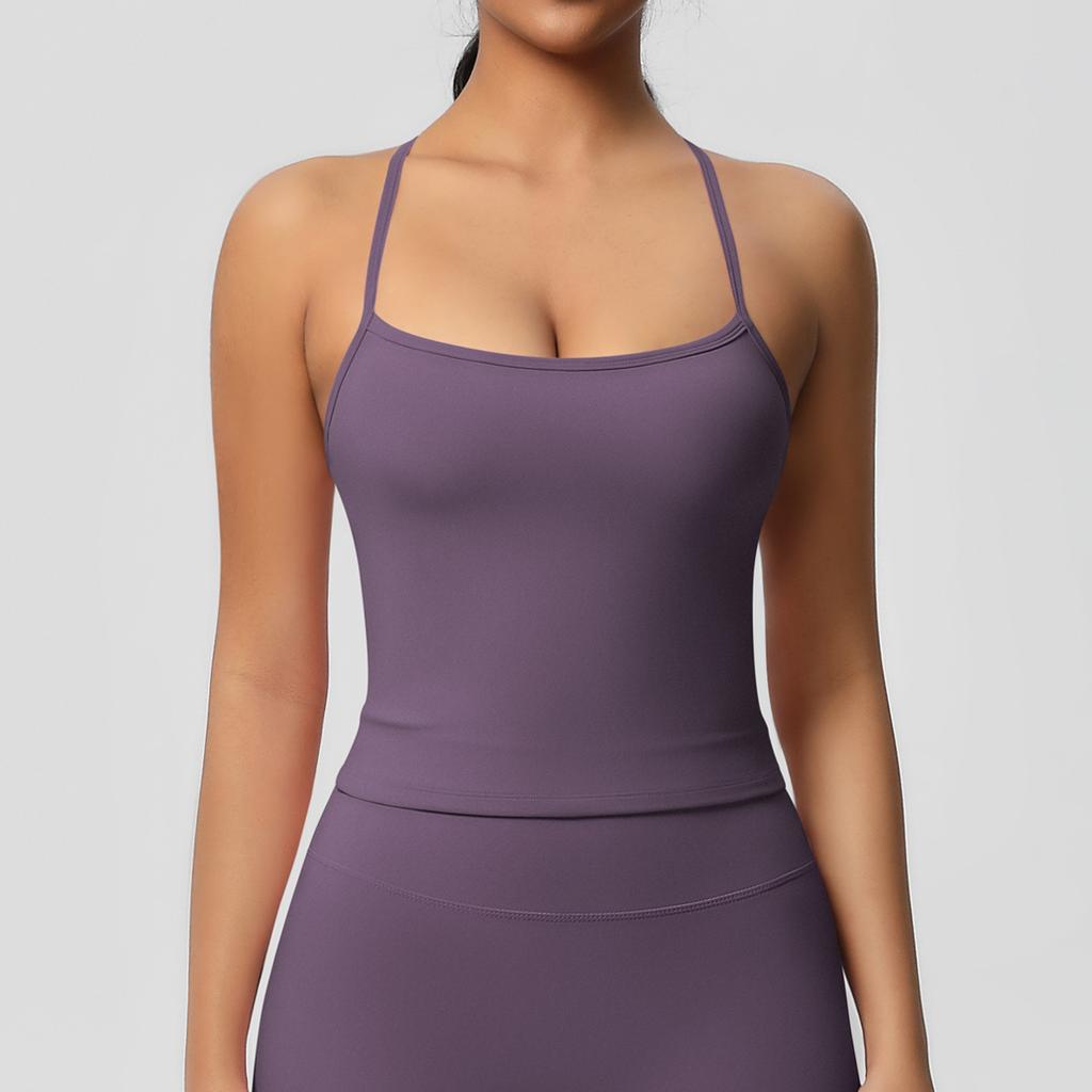 Double Sided Brushed Solid Color Tight Back Long Sports Bra, Running Fitness Yoga Suit, Vest For Women