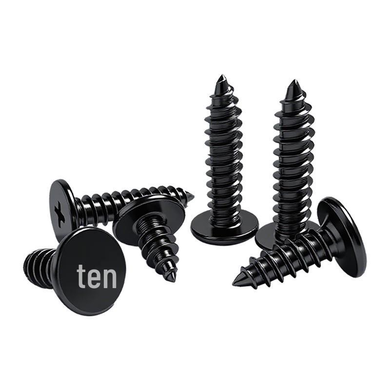 Large Flat Head Black Hardened Carbon Steel Self-Tapping Screw