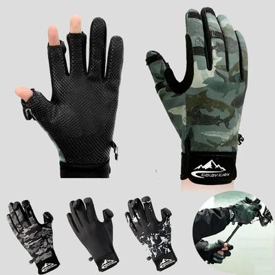 Winter Lure Fishing Gloves Warmth 3 Finger Cut Fingerless Fish Angling Gloves Non-slip Waterproof Cycling Riding Outdoor Sport